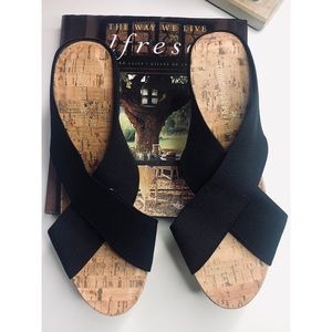 Montego Bay Club Black Cork Platform Sandals